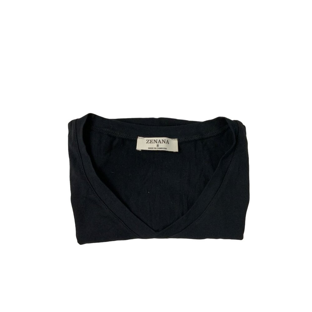 Zenana Black Cotton V-Neck Tee